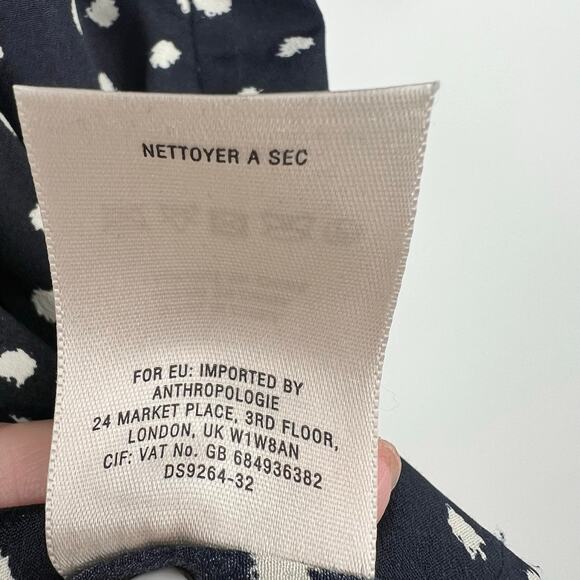 Maeve Anthropologie Preparation Button Front Shirt Dress Polka Dots Navy size XS - Picture 4 of 11